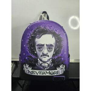 Loungefly Edgar Allen Poe Portrait Mini Backpack Nevermore Raven Bag NWT